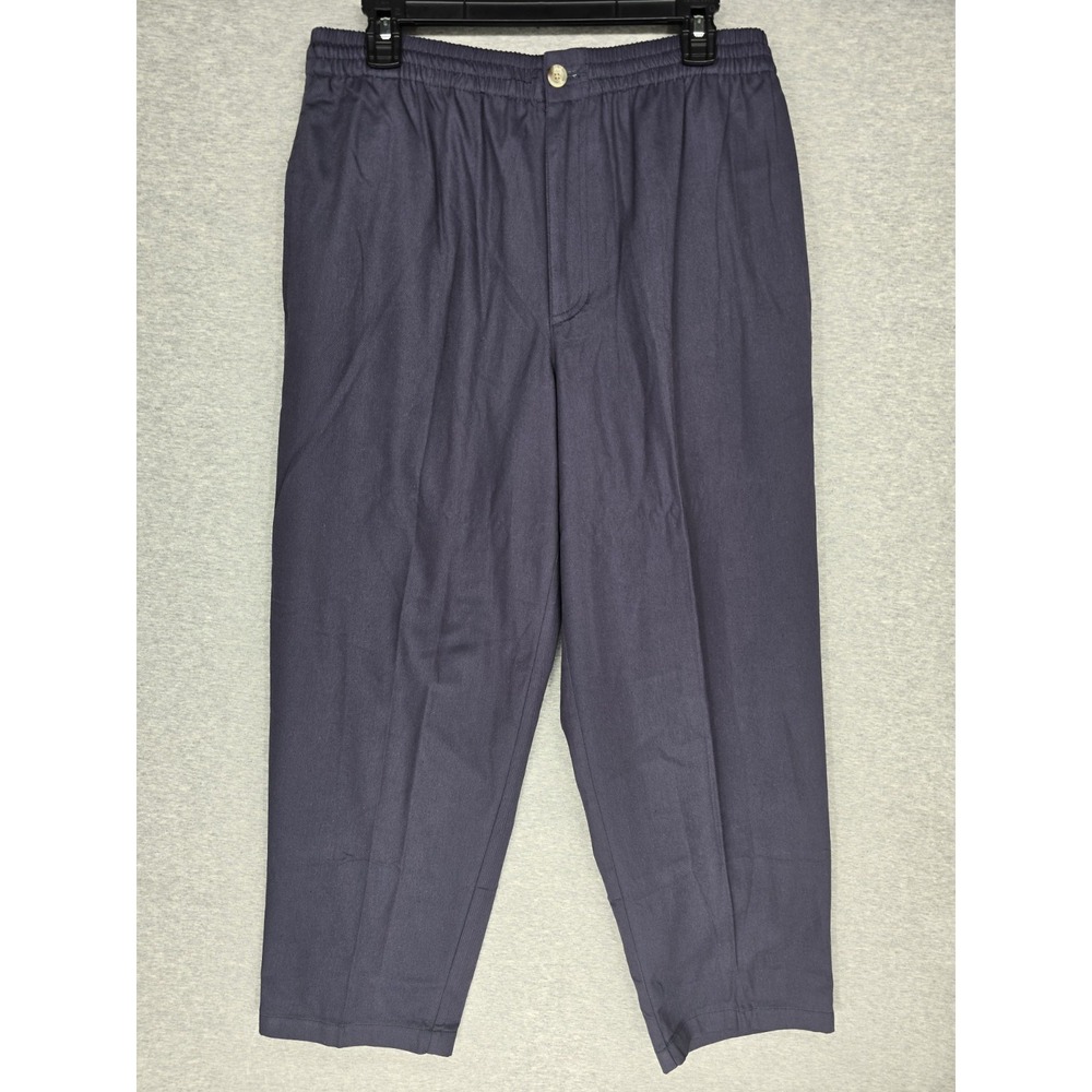 John Blair Men's Comfort Slacks Size 32 x 29 Blue Cotton Poly Elastic Drawstring
